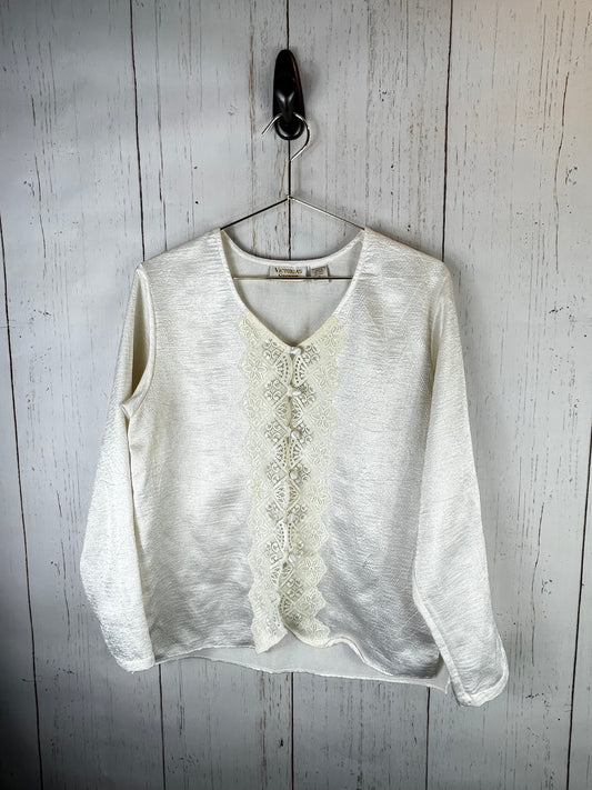 Vintage Victoria's Secret Women's White and Cream Blouse