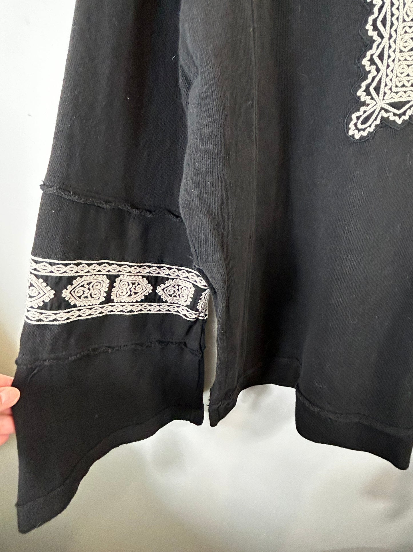 Free People Santa Maria Boho Embroidered Peasant French Terry Top
