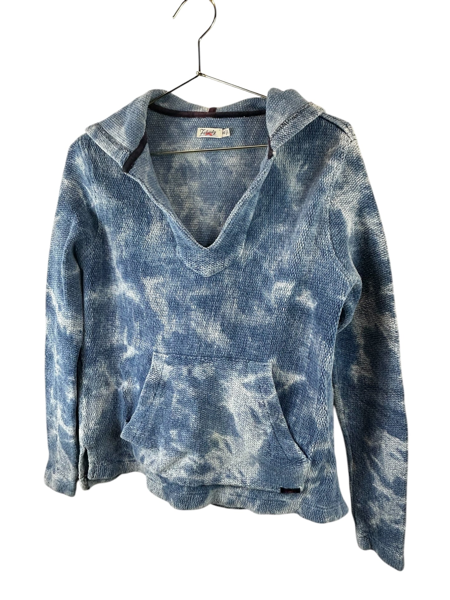 Faherty Seabrook Poncho Tidepool Indigo Hooded Kangaroo Pocket Top