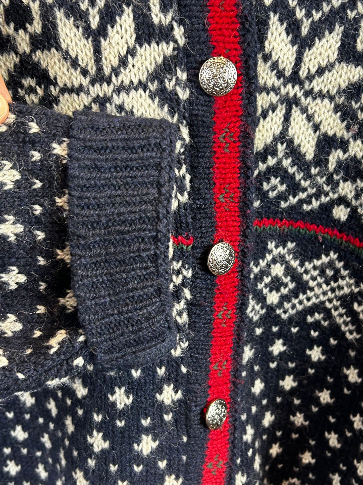 L.L. Bean vintage Cardigan XL 80s Nordic Fair Isle USA Made Winter Ski