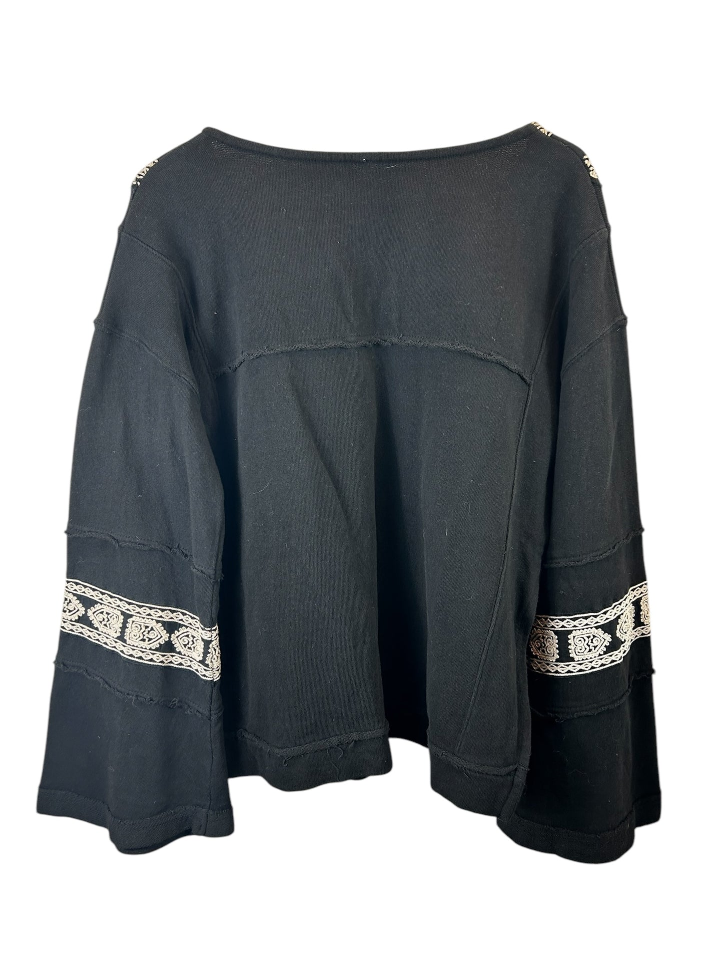 Free People Santa Maria Boho Embroidered Peasant French Terry Top