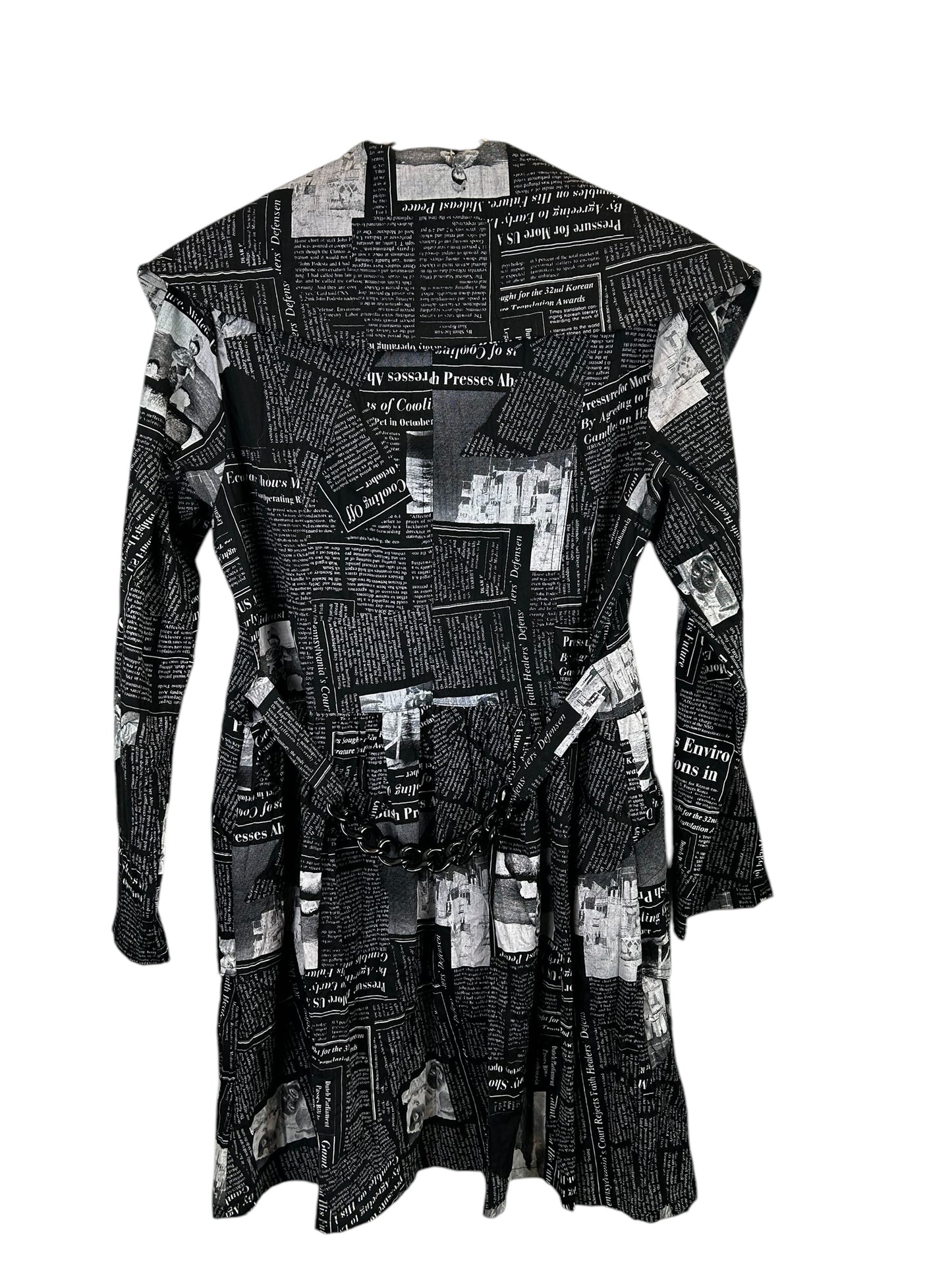 IC By Connie K Newspaper Print Asymmetrical Tunic Jacket MEDIUM Lagenlook Art to Wear