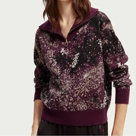 Scotch & Soda Half-Zip Jacquard Sweater new size small