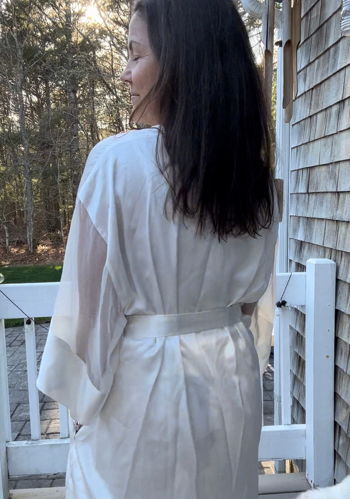 Vintage Victoria's Secret Ivory Satin Kimono Robe