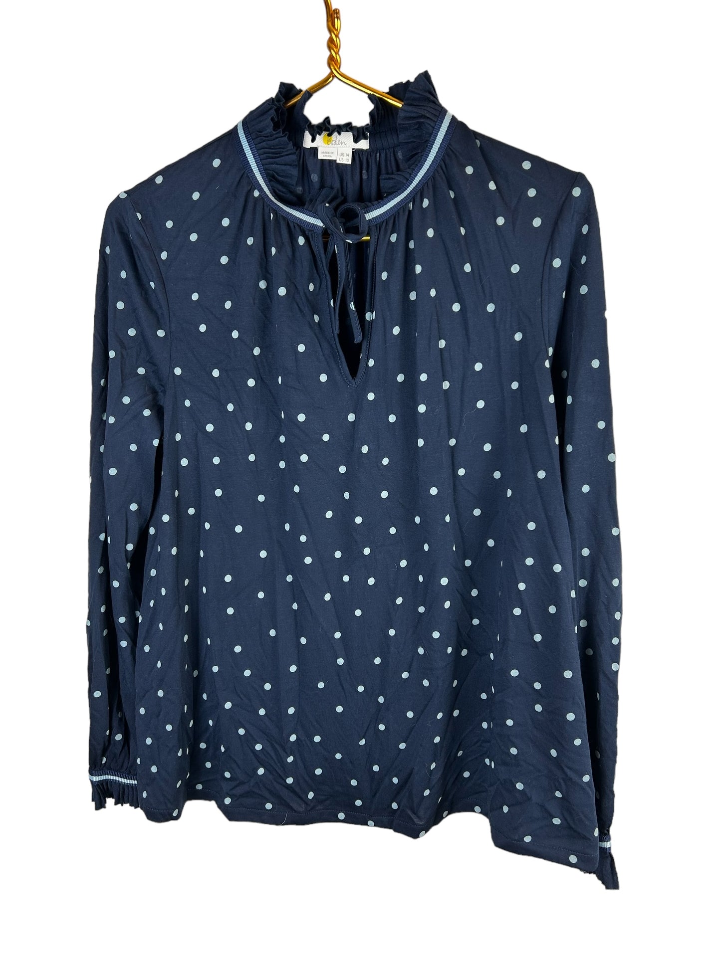 Boden Bronwyn Jersey Polka Dot Blouse