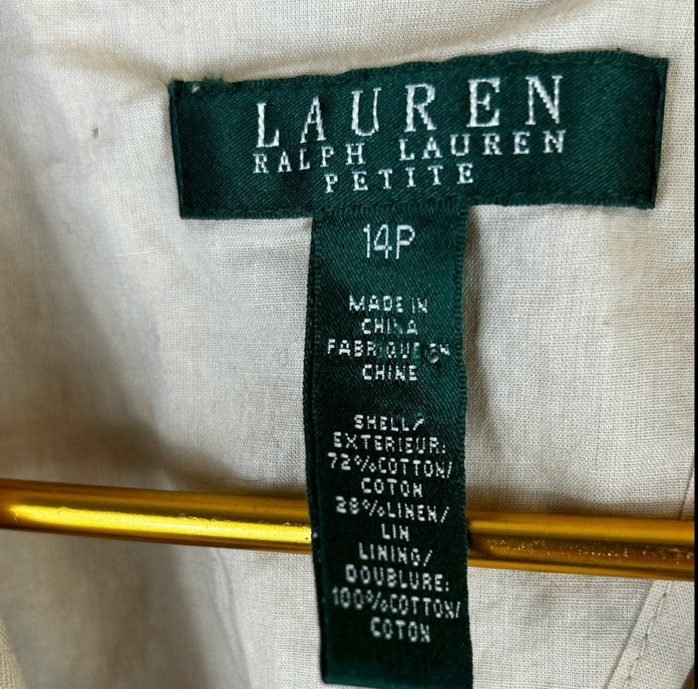 RALPH LAUREN Vintage Beige Cotton / Linen Jacket Women's Size 14P