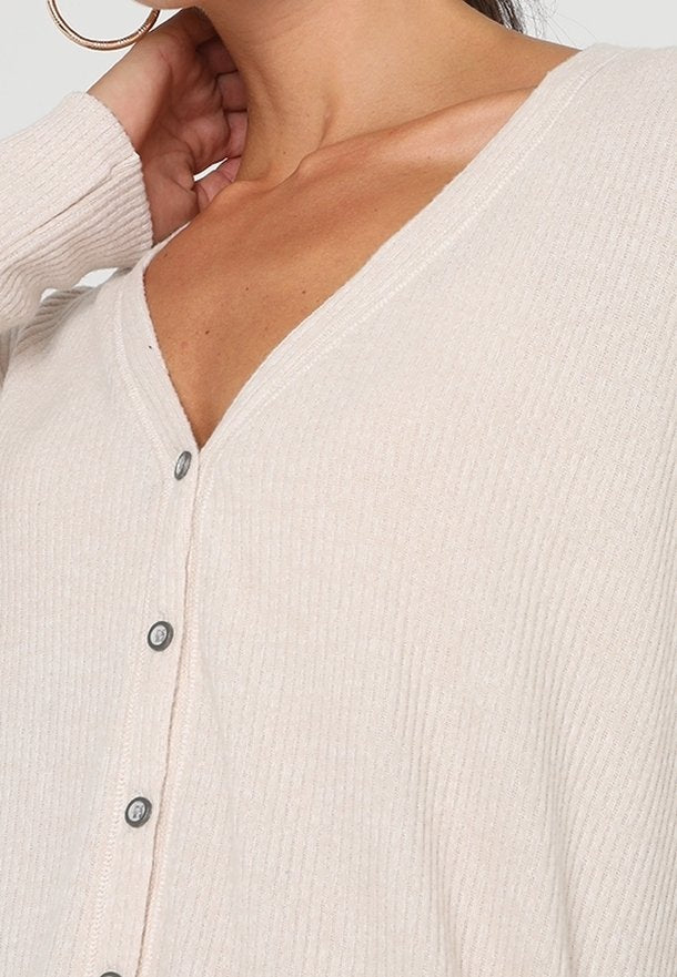 Abercrombie Fitch Cardigan Womens S Beige Button Up V Neck Long Sleeve
