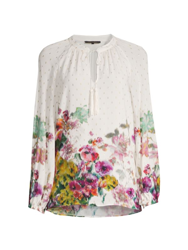 KOBI HALPERIN Helena Floral Puff-Sleeve Blouse NWT