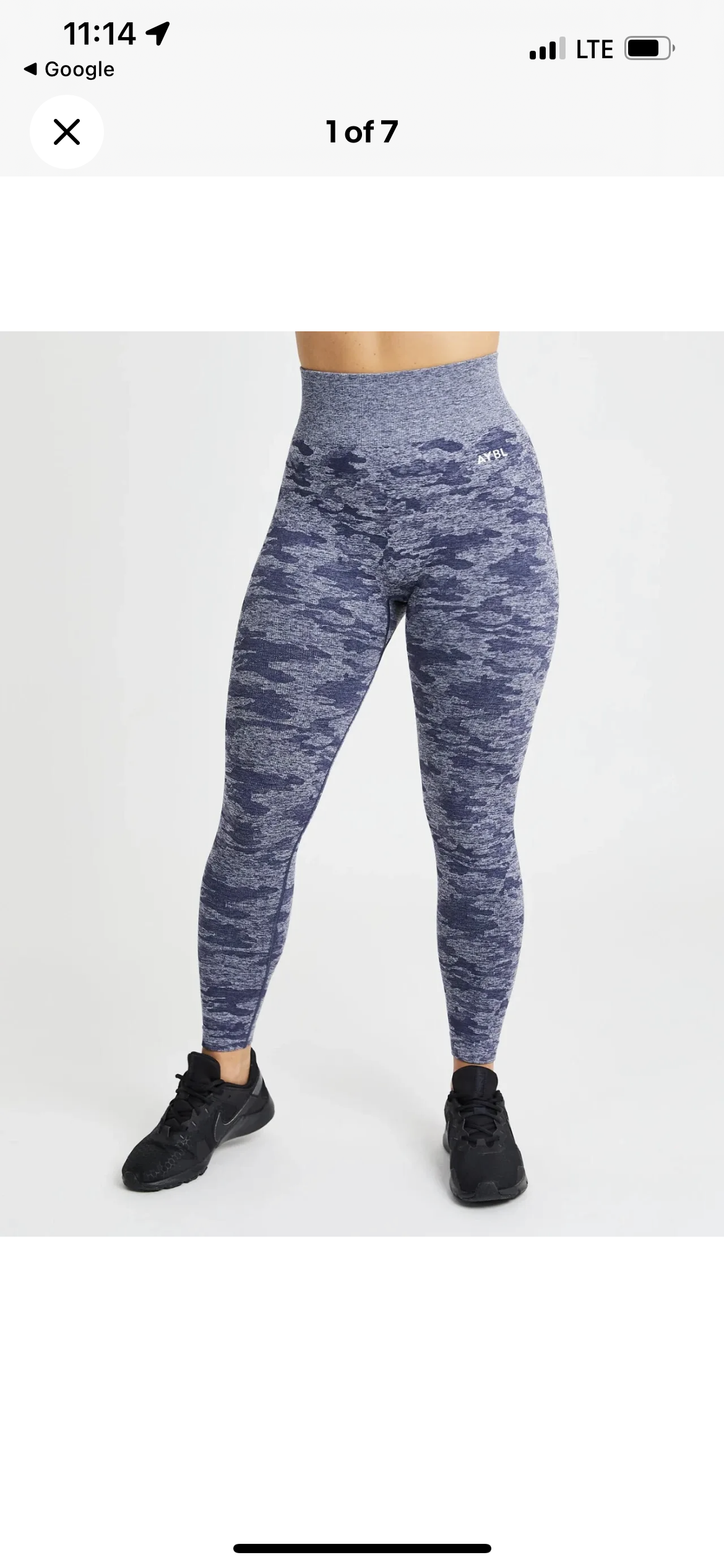 AYBL Womens Small Evolve Camo Seamless Leggings Gym Navy Blue M