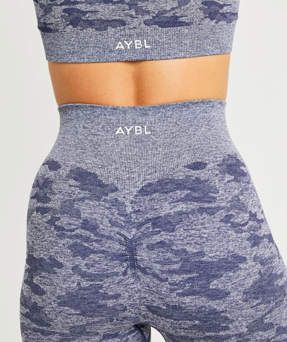 AYBL Womens Small Evolve Camo Seamless Leggings Gym Navy Blue M