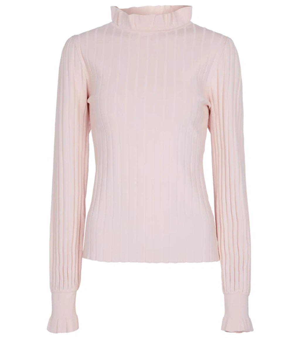 MAX MARA Zoraide Ruffle-collar Ribbed Sweater In Pink- NEW