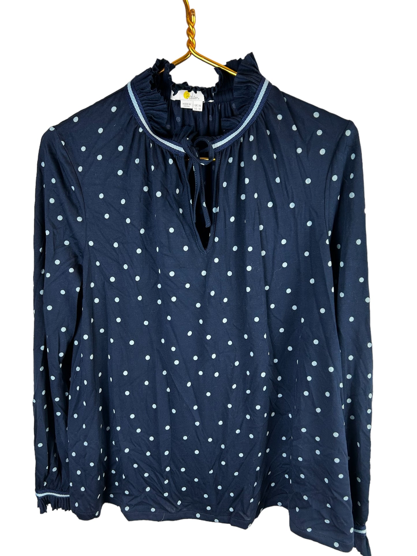Boden Bronwyn Jersey Polka Dot Blouse