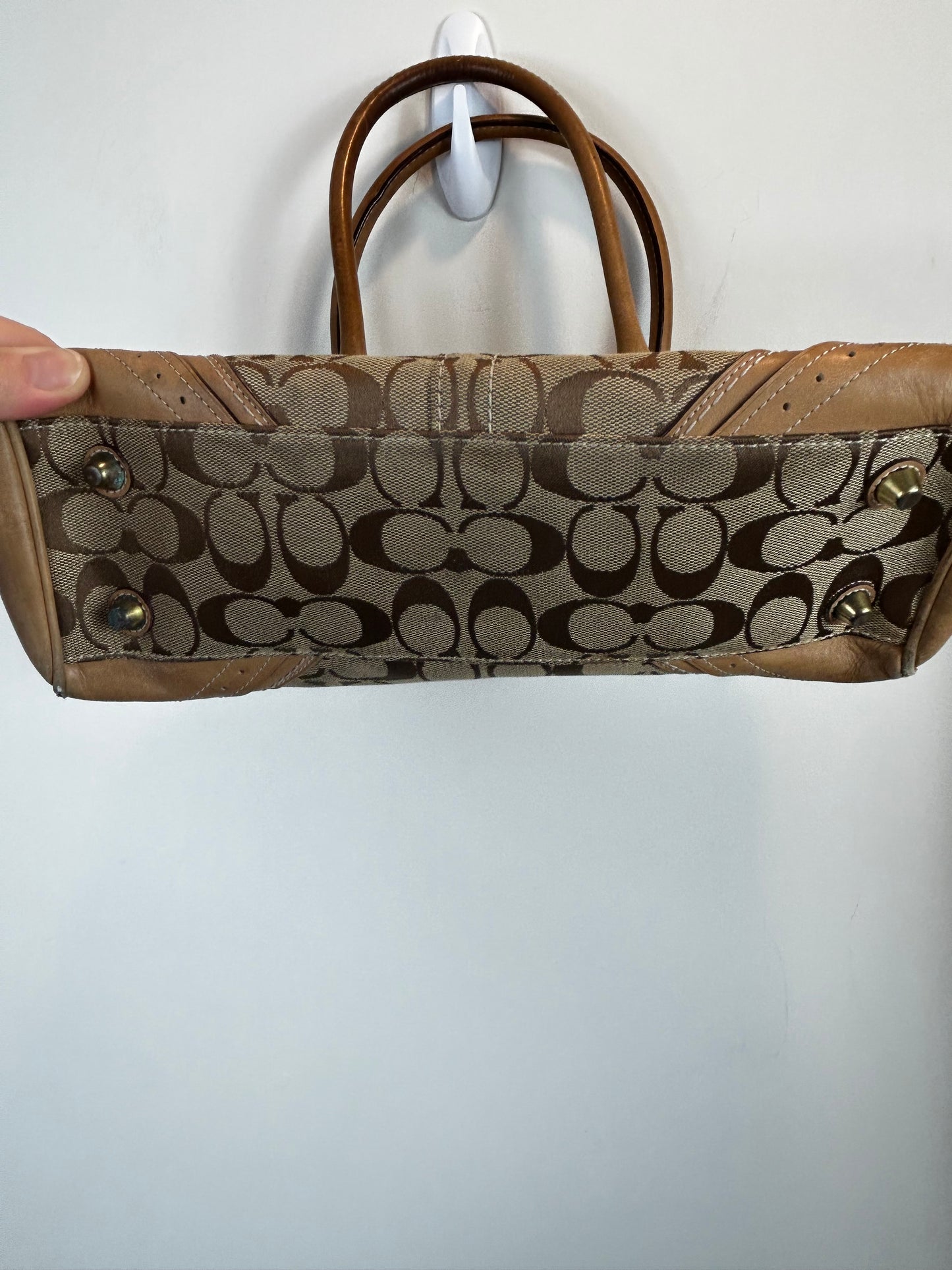 Authentic Coach Monogram Brown Camel Satchel