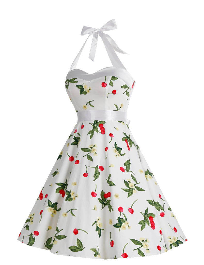 Vintage 1950s Rockabilly Audrey Dress Retro Cocktail Dress-cherry