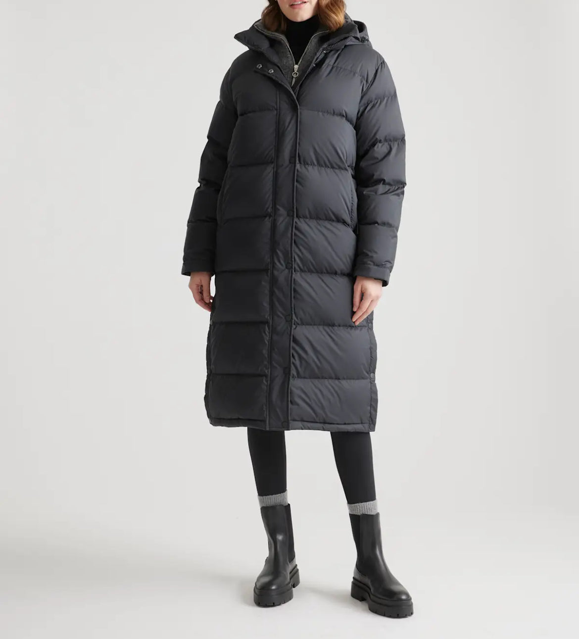 Quince NEW Long dark grey responsible down Puffer Coat