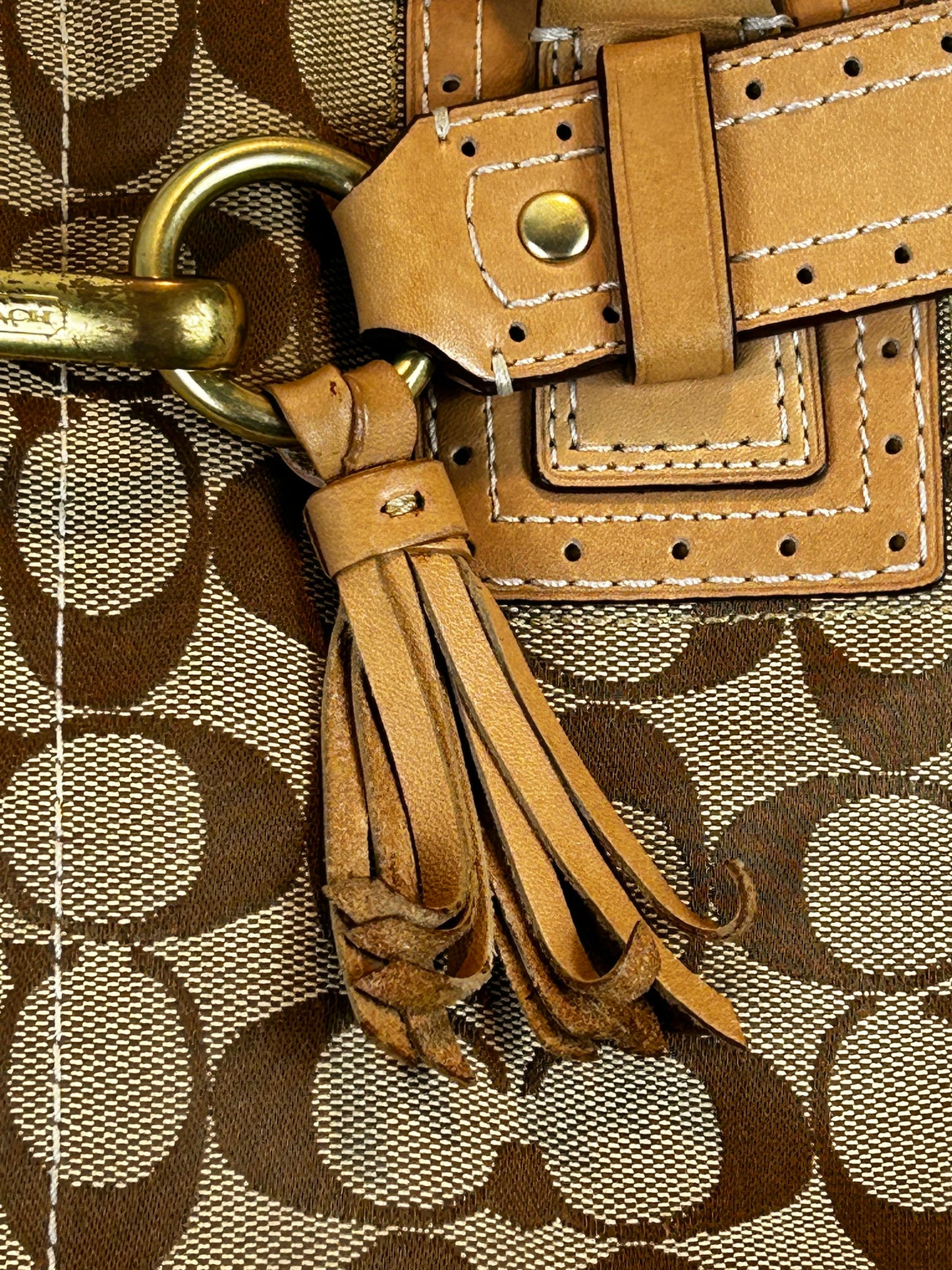 Authentic Coach Monogram Brown Camel Satchel