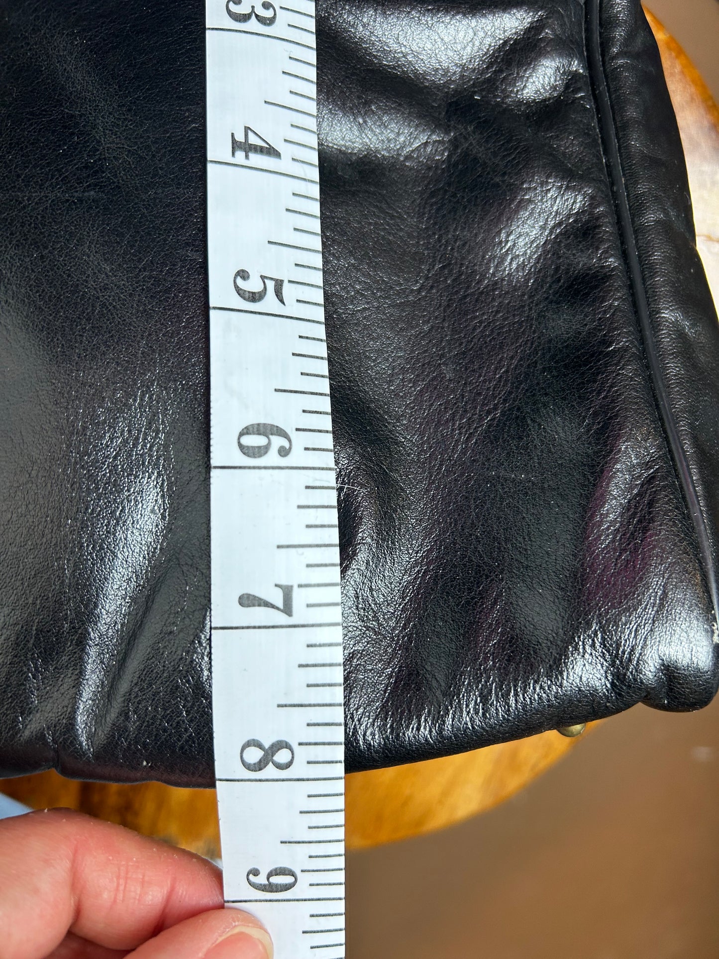 ETIENNE AIGNER Logo Black Full Grain Leather Shoulder Bag w/Goldtone Metal Hardware & Feet