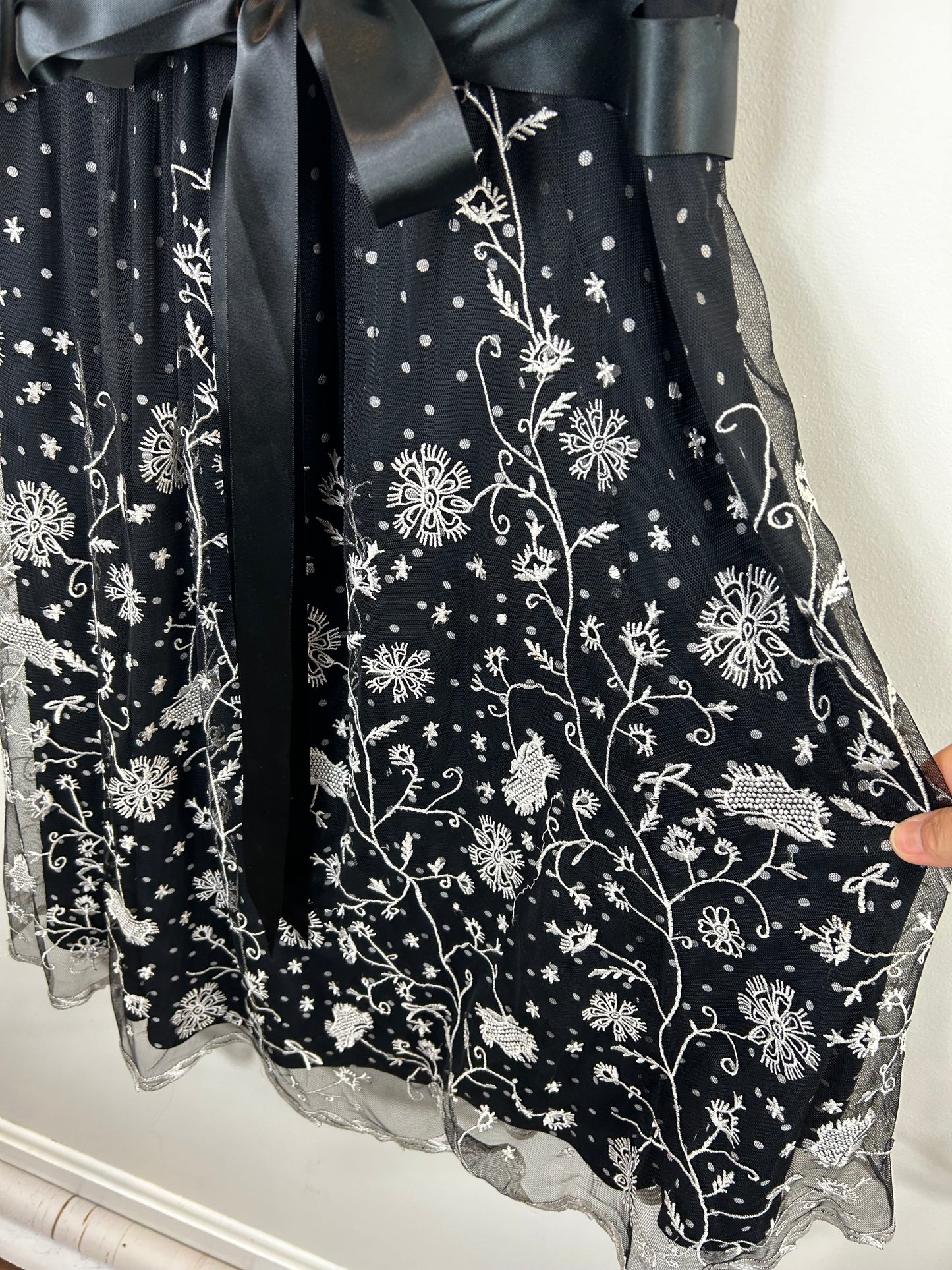 Eliza J black and white polka dot floral dress