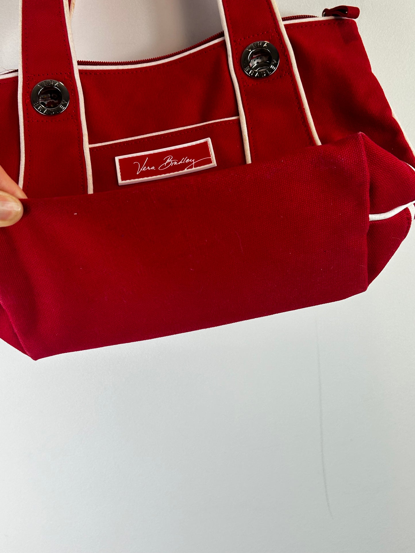 Vera Bradley Red nautical tote W/ white piping