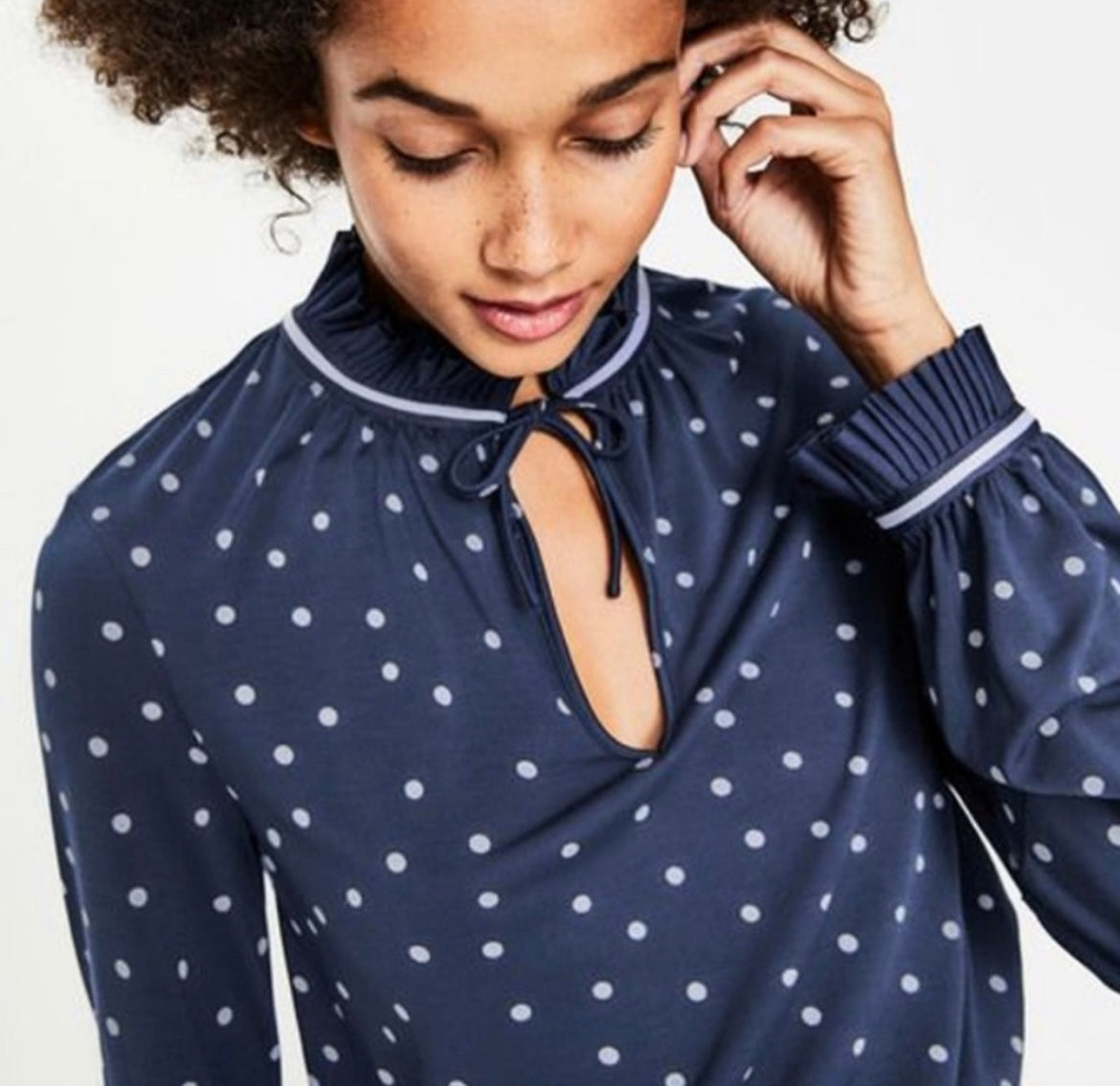 Boden Bronwyn Jersey Polka Dot Blouse