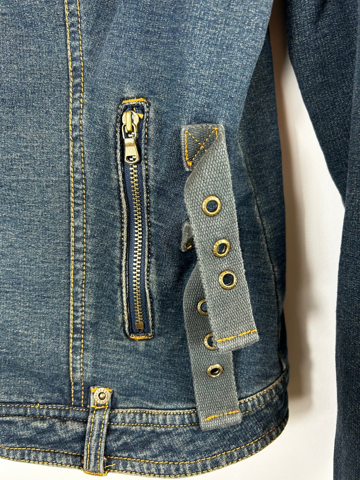 Express Vintage Womens Denim Moto Jean Jacket