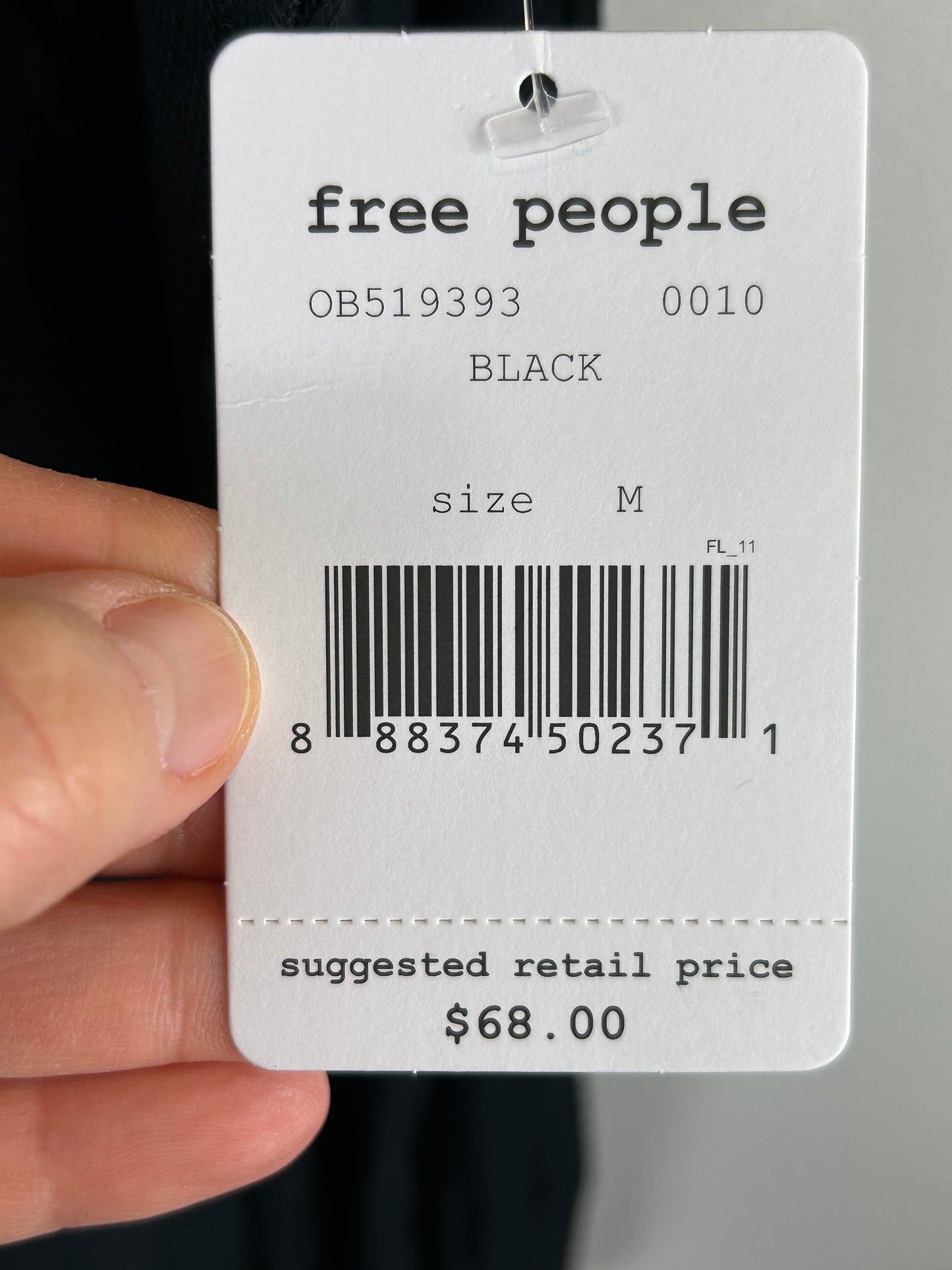 Free People We The Free Lover Rib Split Black Cut Out Back Long Sleeve Top Medium | Color: Black