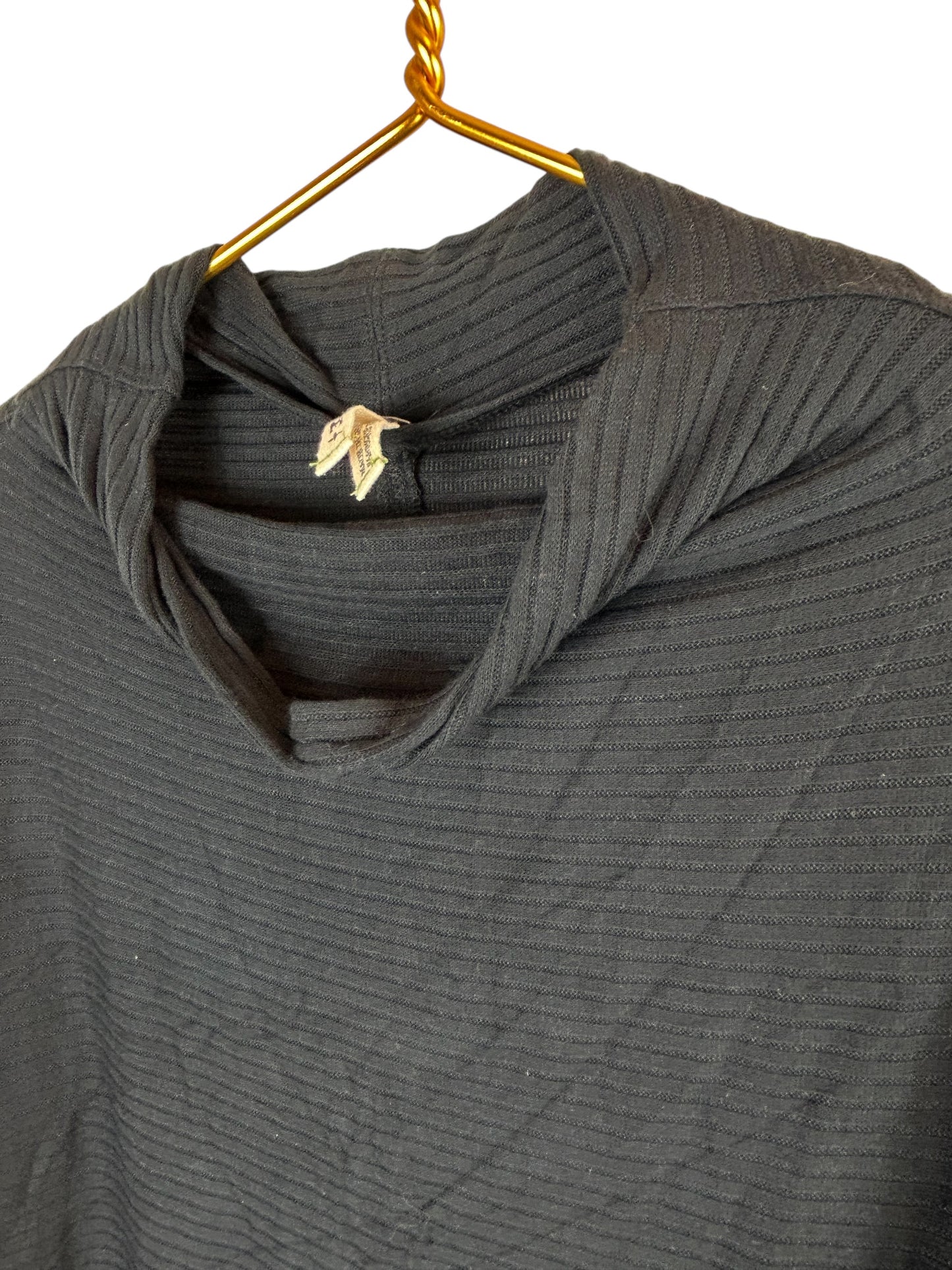 Free People We The Free Lover Rib Split Black Cut Out Back Long Sleeve Top Medium | Color: Black