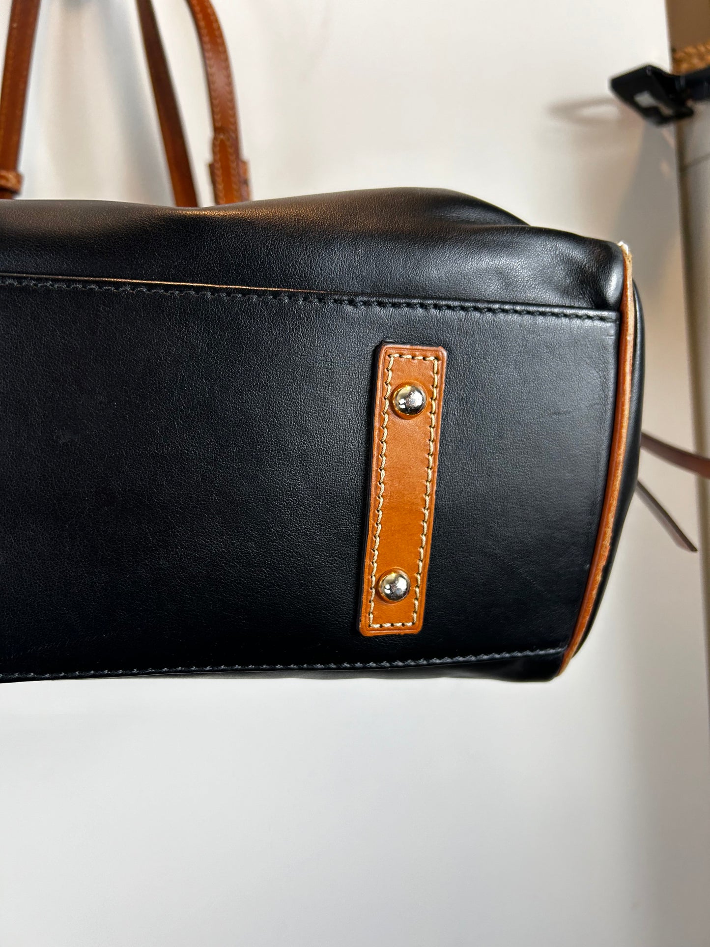 Dooney & Bourke Colette Smooth Black Leather Women Handbag Large Tote Purse
