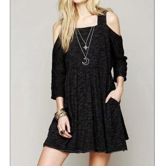 Free People Women's Grey and Black Dress