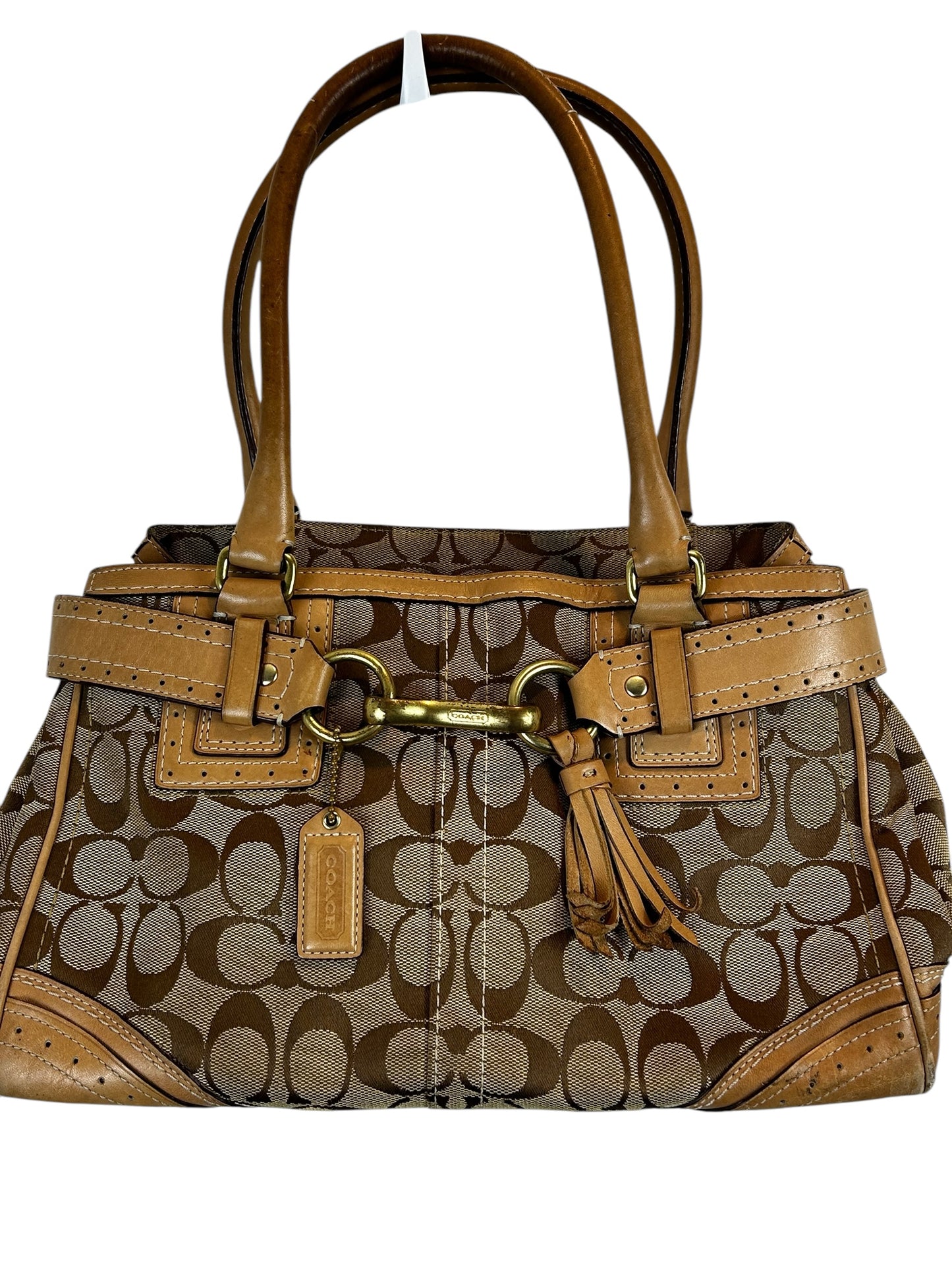 Authentic Coach Monogram Brown Camel Satchel