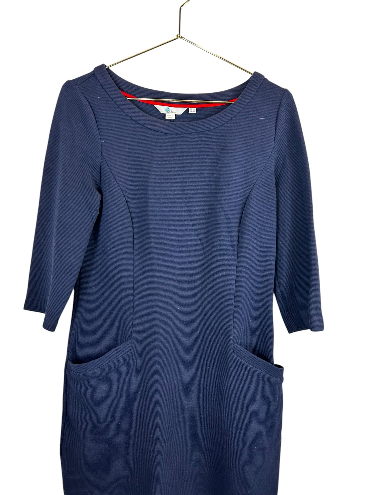 Boden Dress Sz 6R Navy Ellen Ottoman Pockets Ponte Preppy Office Career