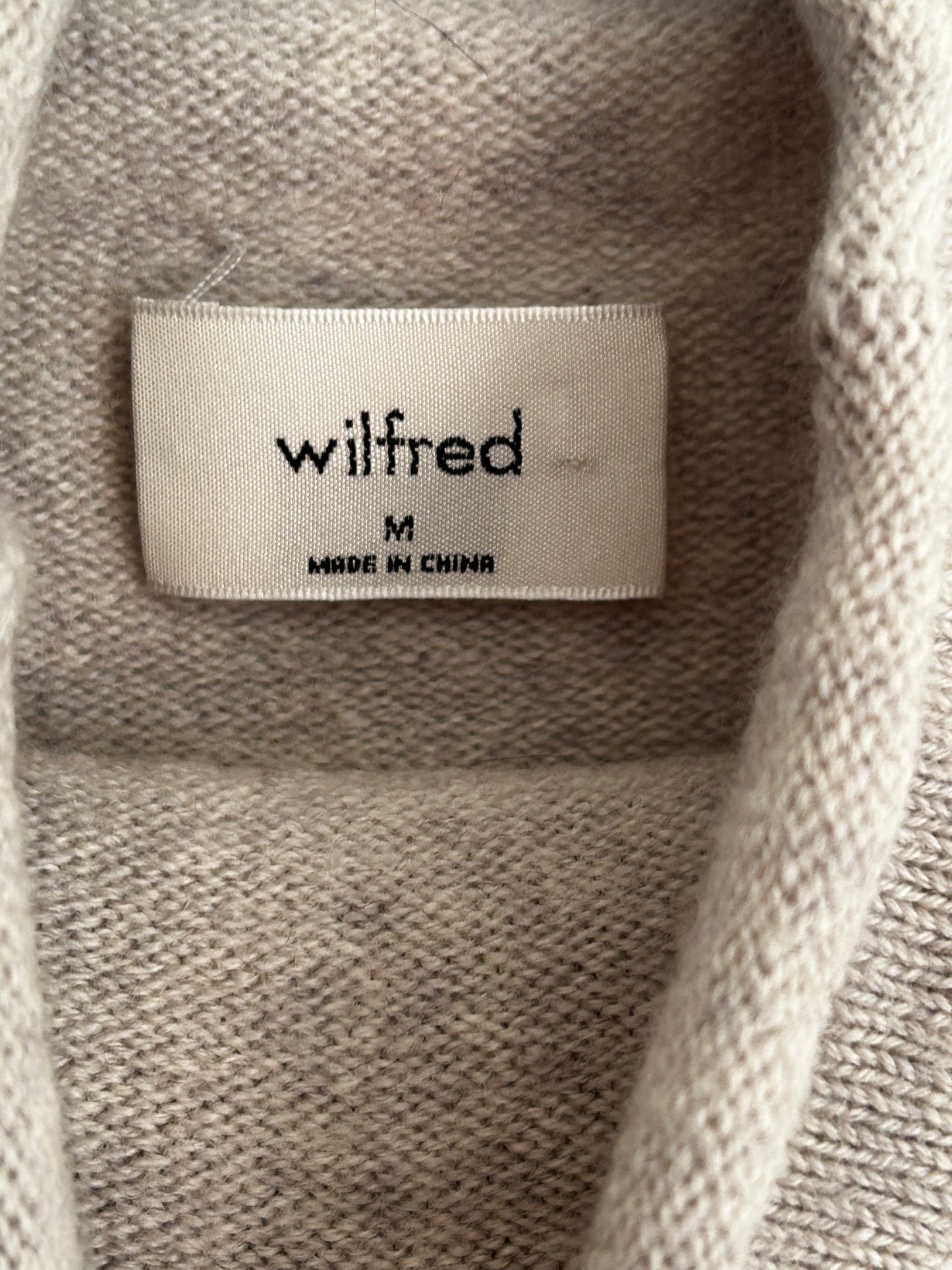 Aritzia Wilfred Cyprie Sweater 100% Merino Wool Grey Minimalist Mockneck sz M