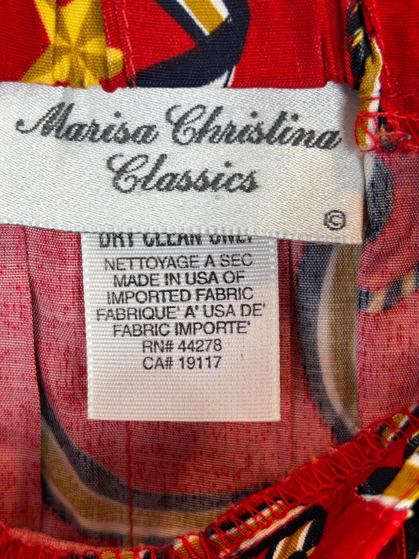 Vintage Marisa Christina Classic Red/Navy/Gold Brocade/Nautical Pleated