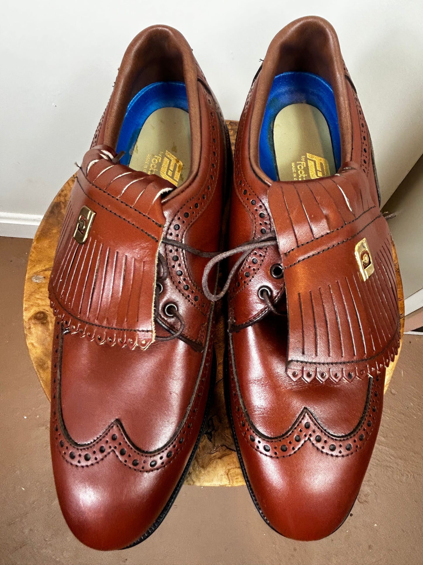 FootJoy Size 8 1/2 Brown Golf Shoe Wing Tip Leather Kiltie 59162