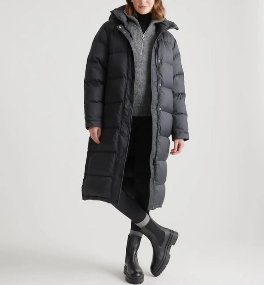 Quince NEW Long dark grey responsible down Puffer Coat