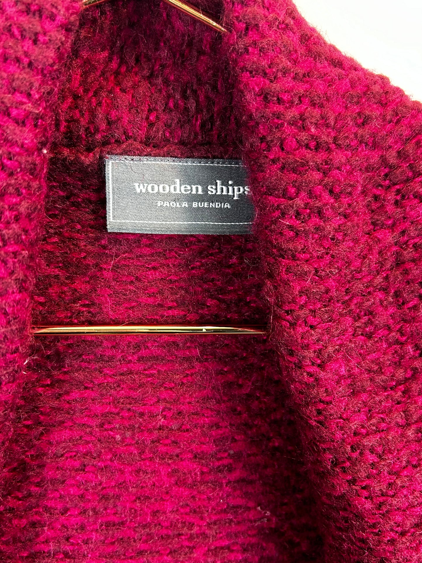 Wooden Ships Burgundy Fuchsia Mohair Wool Cardigan Sweater