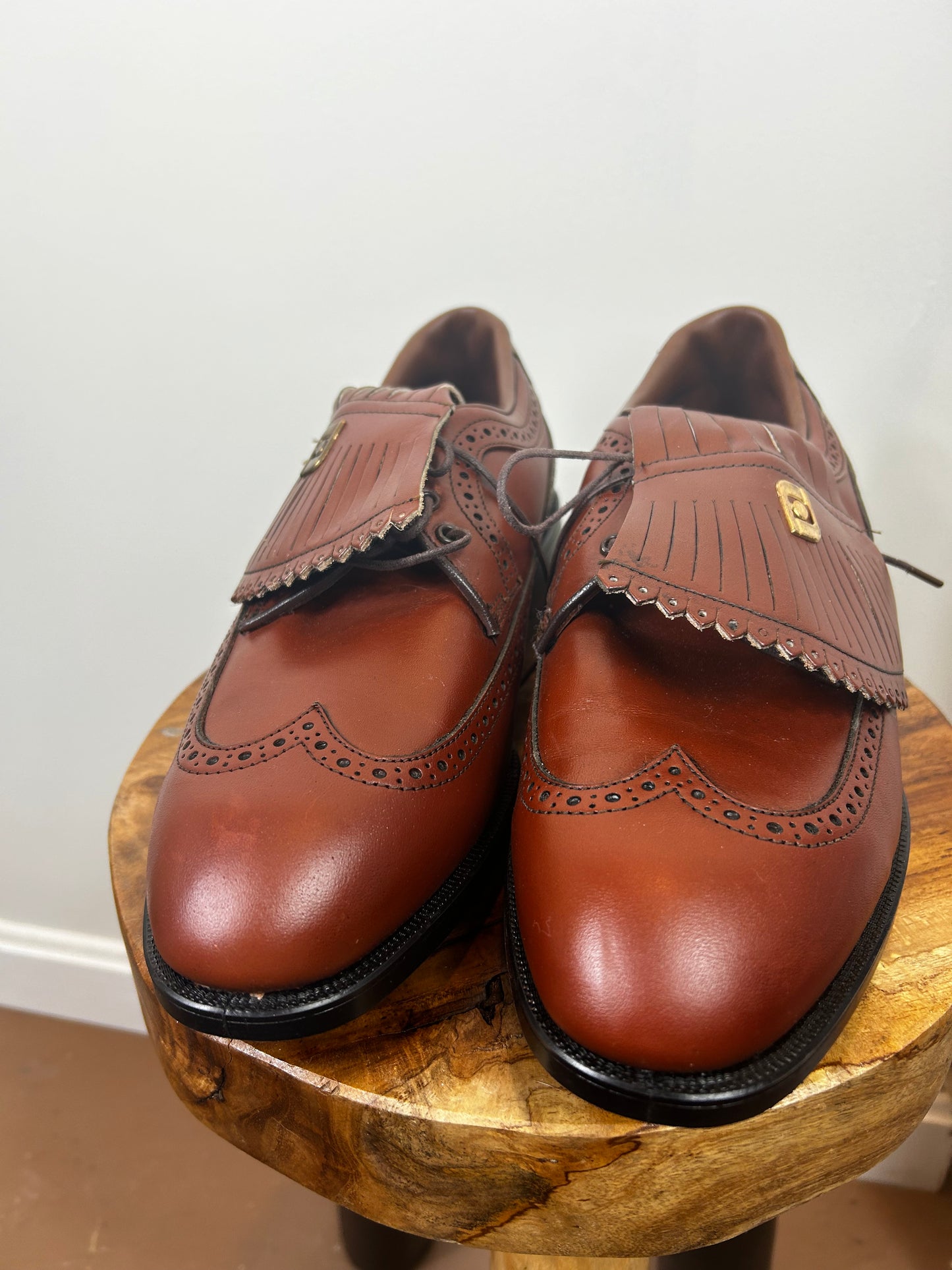 FootJoy Size 8 1/2 Brown Golf Shoe Wing Tip Leather Kiltie 59162