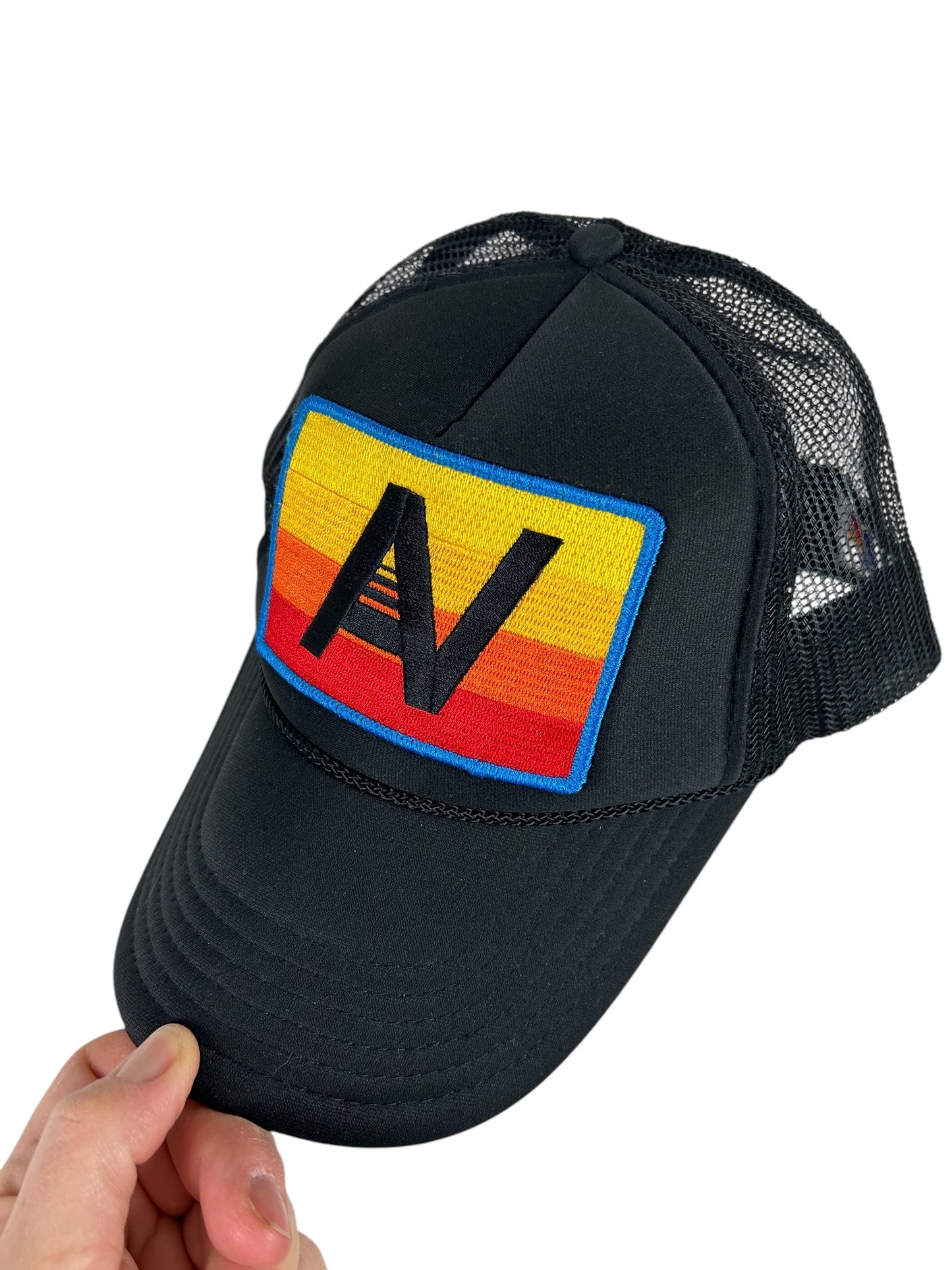 Aviator Nation LOGO RAINBOW VINTAGE TRUCKER HAT- Black