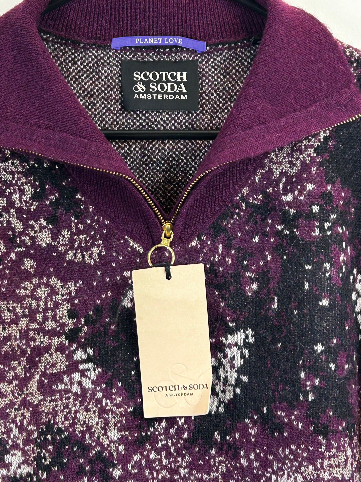 Scotch & Soda Half-Zip Jacquard Sweater new size small