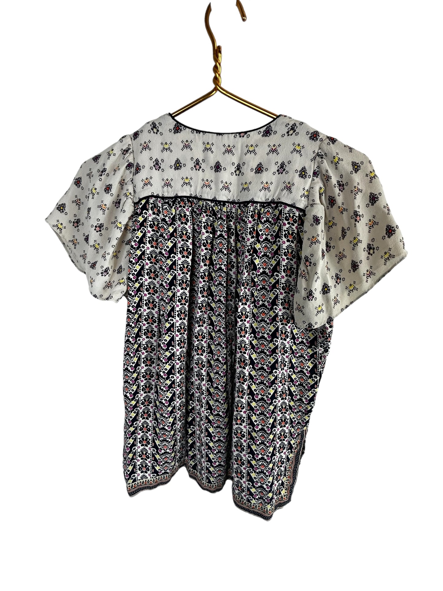 Anthropologie Printed Luca Blouse- Blue Motif Size Small
