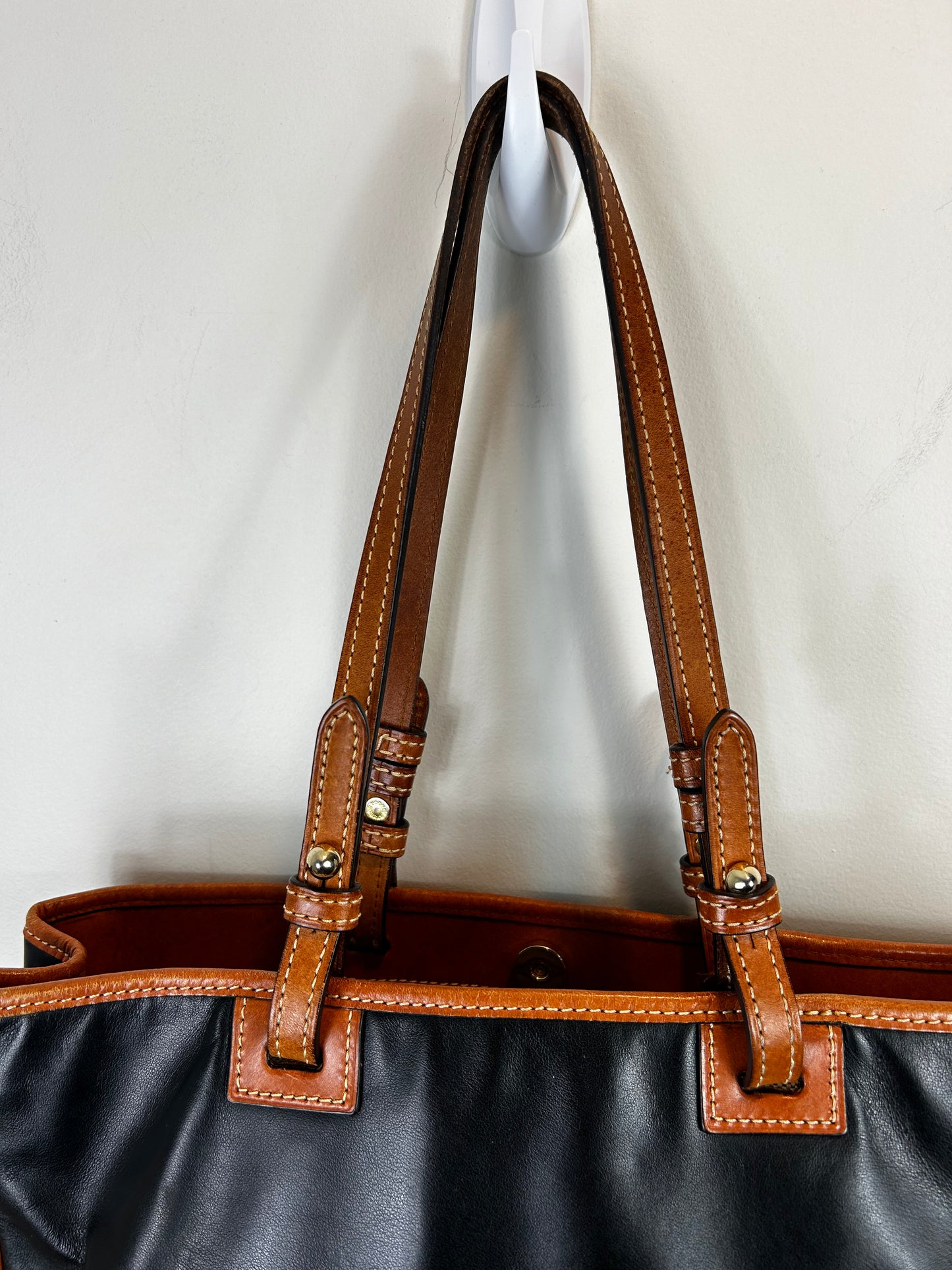 Dooney & Bourke Colette Smooth Black Leather Women Handbag Large Tote Purse