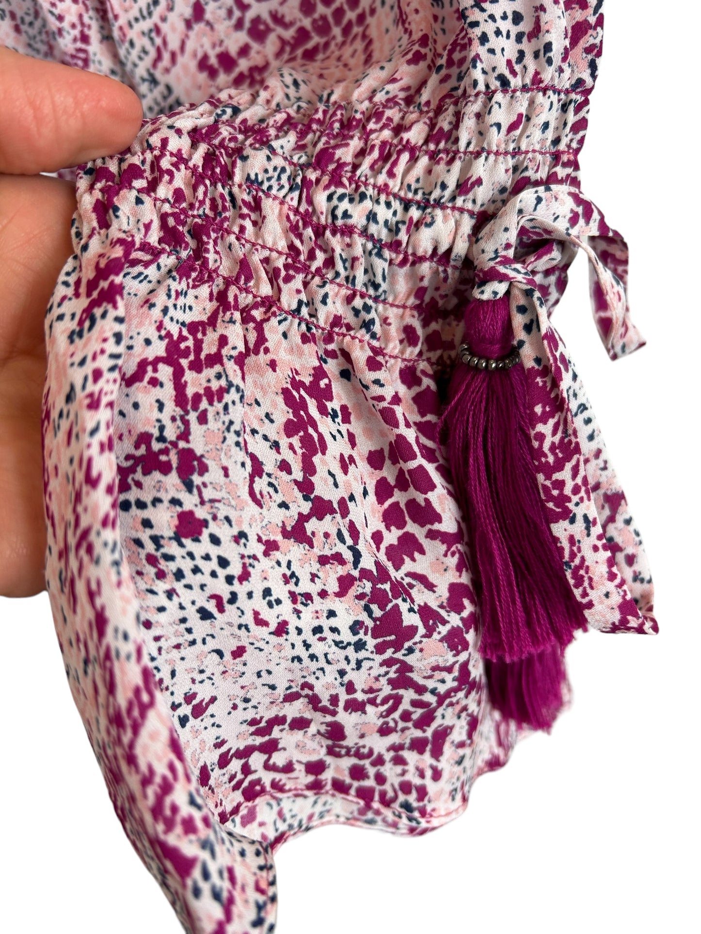Ramy Brook - White & Magenta Abstract Snakeskin Print Silk Blouse Sz Sm