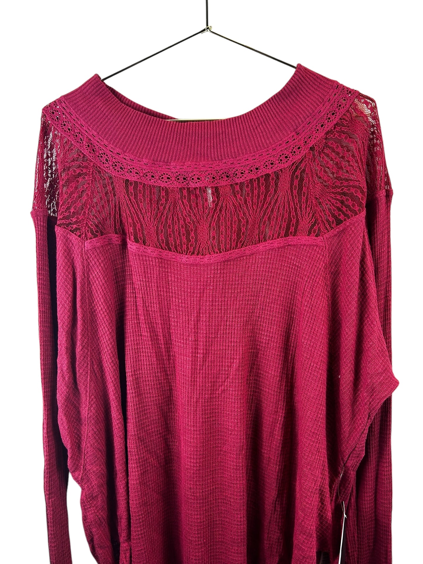 FREE PEOPLE Spring Valley Lace Trim Top, sz medium NWT