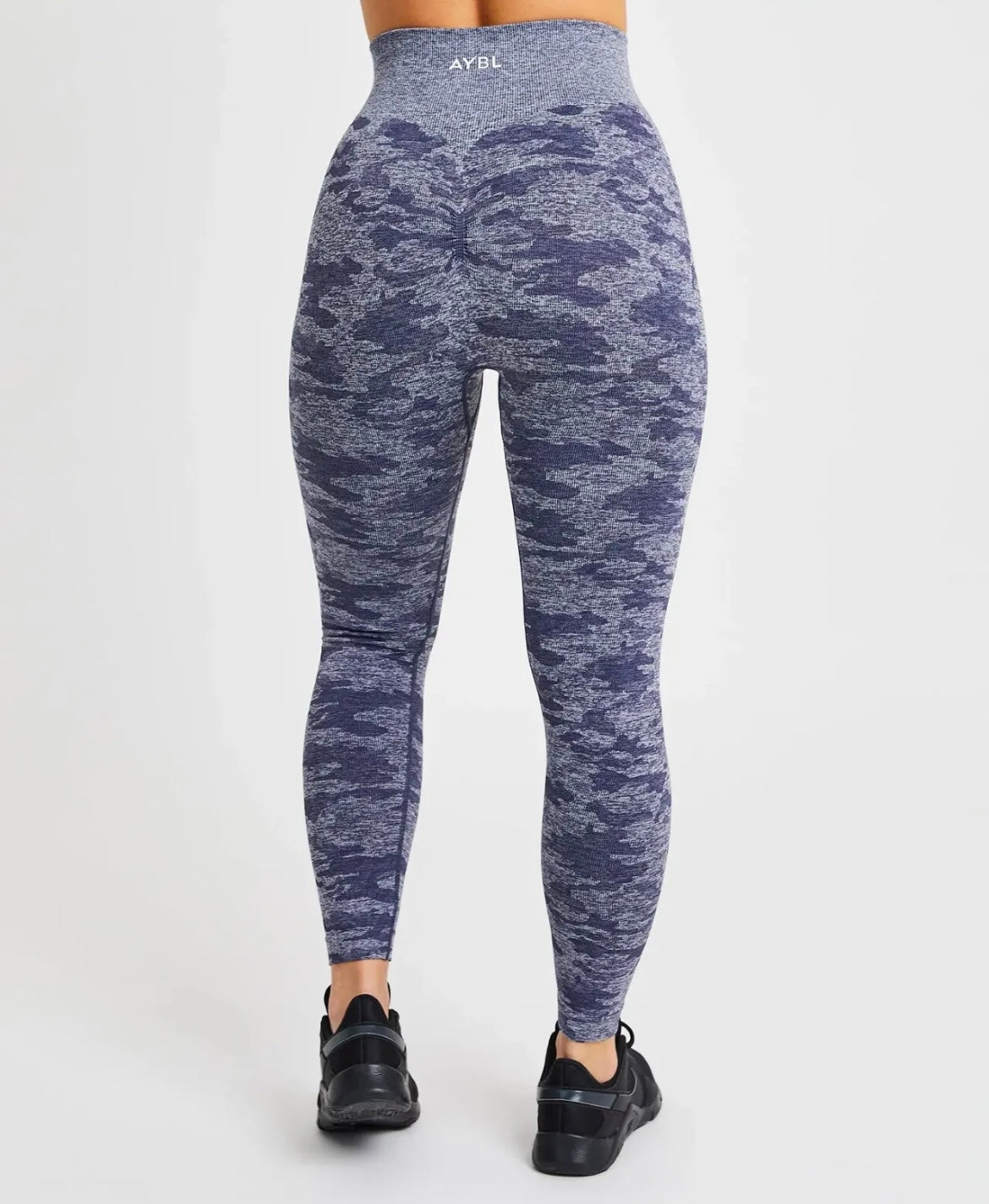 AYBL Womens Small Evolve Camo Seamless Leggings Gym Navy Blue M