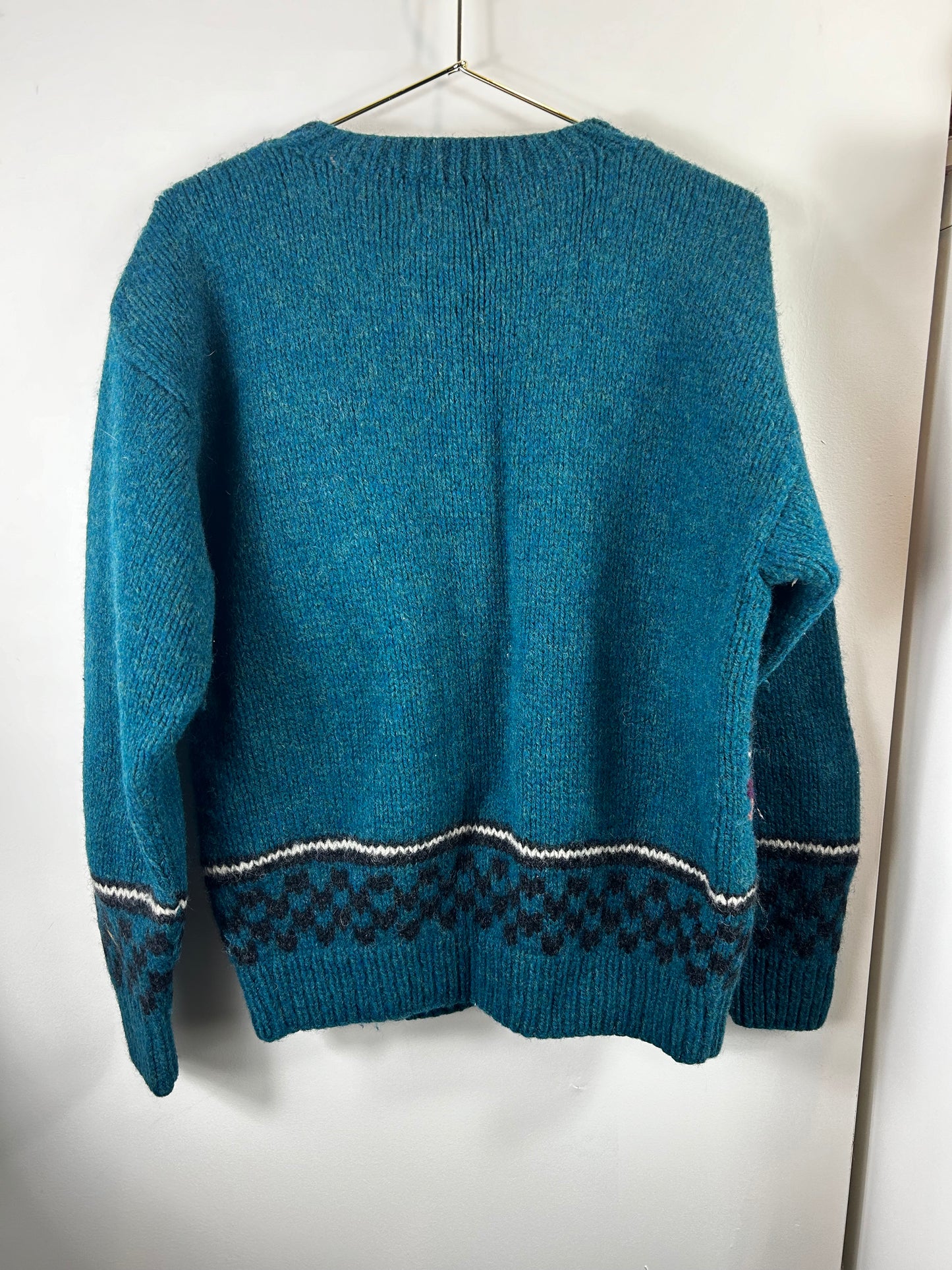 Vintage 80's Woolrich Sheep Wool Cardigan Preppy Lady Diana Sweater M