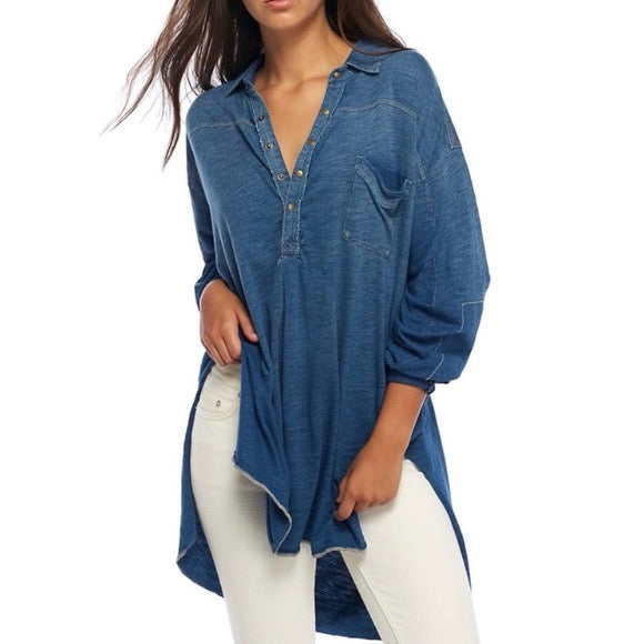 Free People We the Free Love This Henley Chambray Tunic
