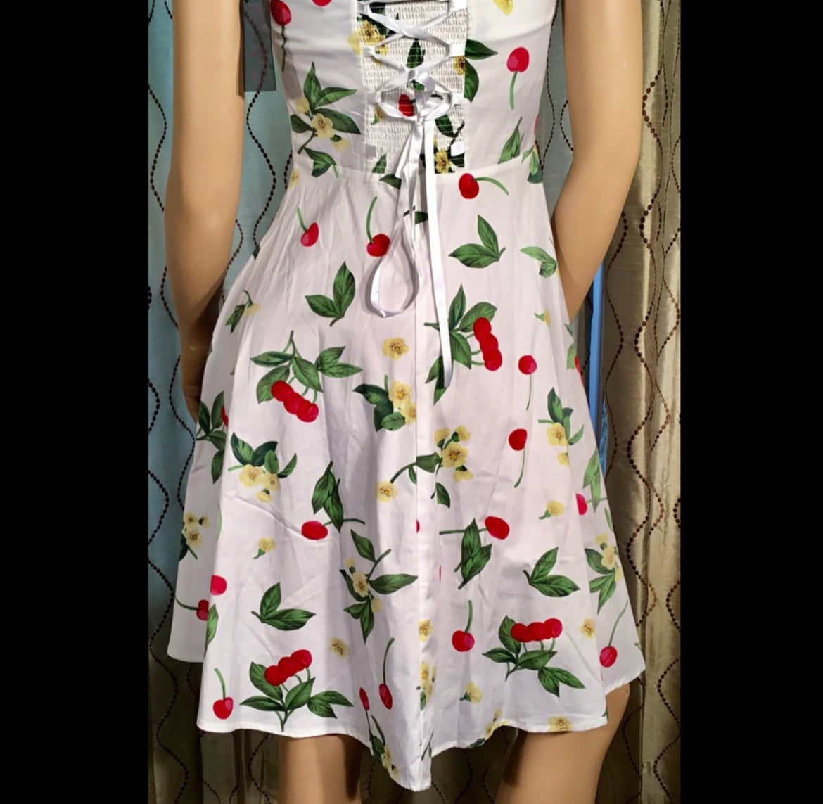 Vintage 1950s Rockabilly Audrey Dress Retro Cocktail Dress-cherry