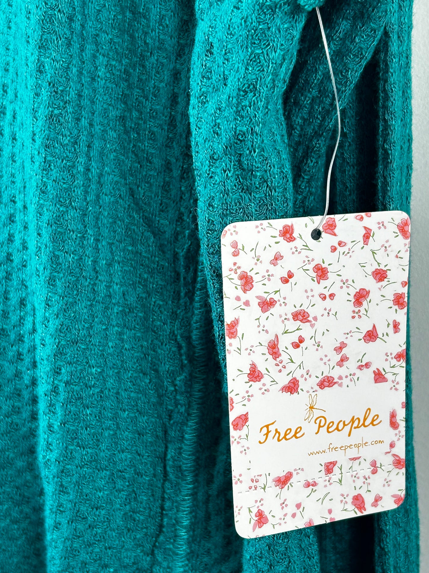WE THE FREE PEOPLE Laguna Slouchy Thermal Tunic Top Shirt Turquoise Green Sz M