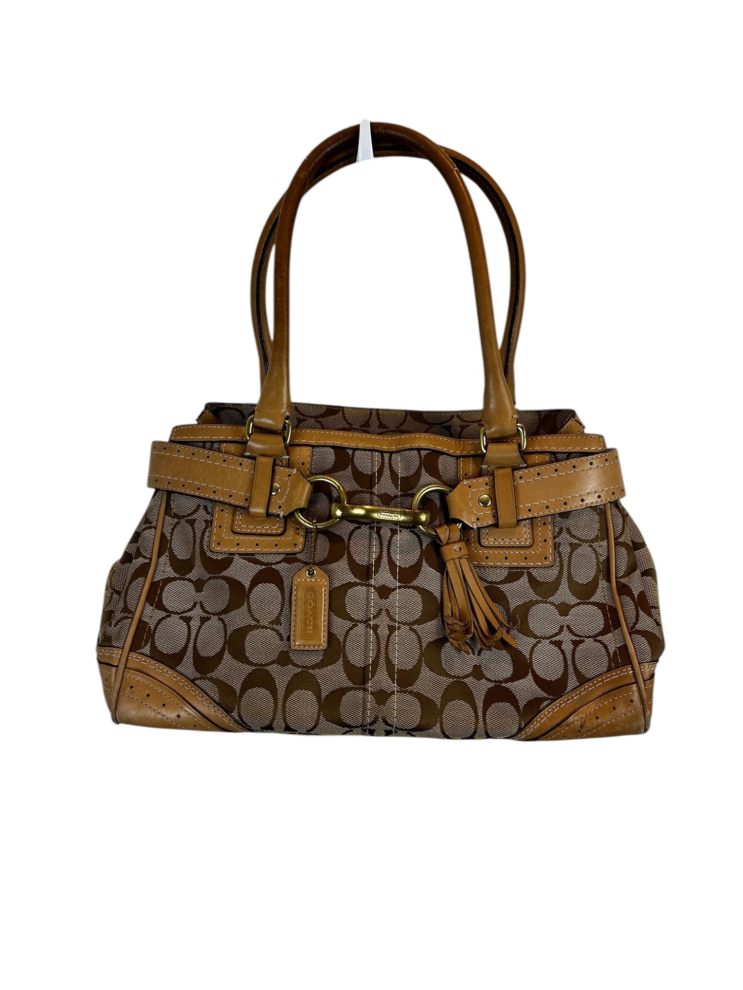Authentic Coach Monogram Brown Camel Satchel