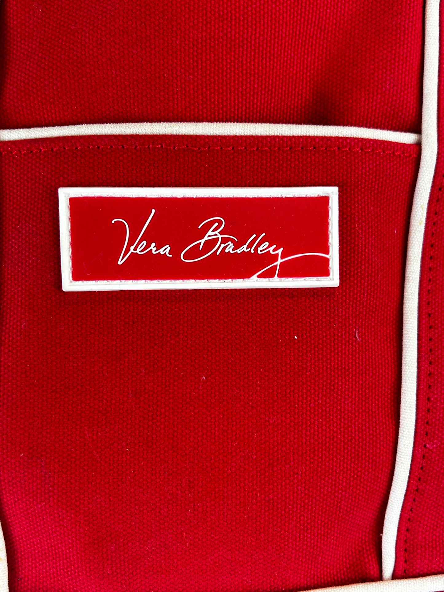Vera Bradley Red nautical tote W/ white piping